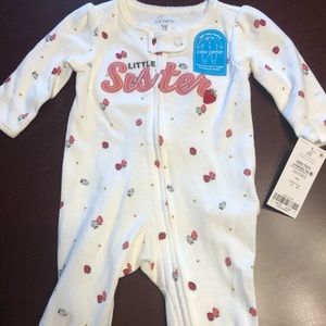 NWT Carters “Little Sister” 3 mo zip pajamas